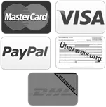Bezahlmöglichkeiten: MasterCard, Visa, PayPal, Überweisung, DHL-Nachnahme