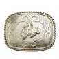 Preview: Design Gürtelschnalle Rodeo weißgold - Made in Italy - vorne