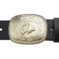 Preview: Design Gürtelschnalle Rodeo weißgold - mit Gürtel