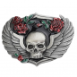 Preview: Gürtelschnalle Totenkopf mit Rosen