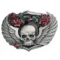 Preview: Gürtelschnalle Totenkopf mit Rosen