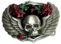 Preview: Gürtelschnalle Totenkopf mit Rosen