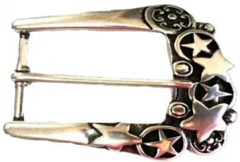 Thorn Buckle with Texas stars, cast pewter, silver