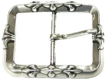 Thorn Buckle with floral decorations, cast pewter, silver