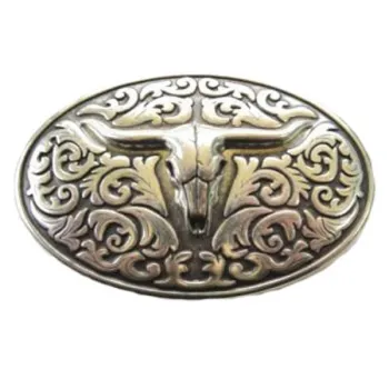 Design Belt Buckle Bull's Head silver-plated - Made in Italy - frontview