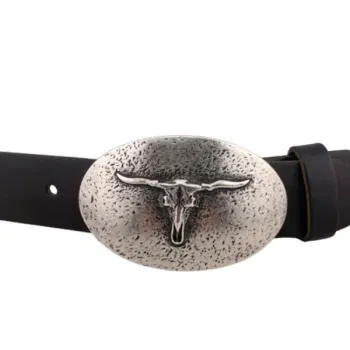 Design Gürtelschnalle Longhorn Schädel - mit Gürtel