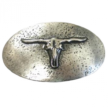Preview: Design Belt Buckle Longhorn skull, Made in Italy, Fashion Style, nickel-free, antique silver, for belts up to 4 cm wide