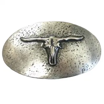 Design Gürtelschnalle Longhorn Schädel - Made in Italy - vorne