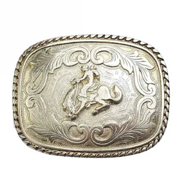 Design Gürtelschnalle Rodeo weißgold - Made in Italy - vorne
