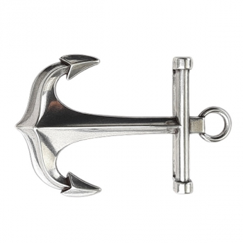 Preview: Design Belt Buckle Anchor lying down, Made in Italy, nickel-free, antique silver polished, for belts up to 4 cm wide