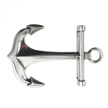 Design Gürtelschnalle Anker liegend silber - Made in Italy - vorne
