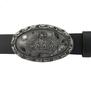 Design Belt Buckle Crown with rhinestones - with belt