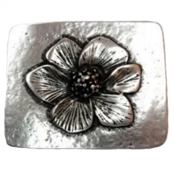 Design Belt Buckle Poppy Blossom antique-silver - Made in Italy - frontview
