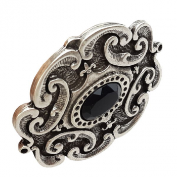 Preview: Belt buckle tendrils with black stone, side