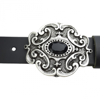 Preview: Design belt buckle tendrils with black stone, with belt