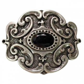 Gürtelschnalle Ranken mit schwarzem Stein