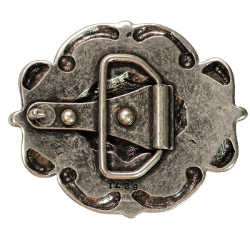 Preview: Belt buckle tendrils with black stone, back