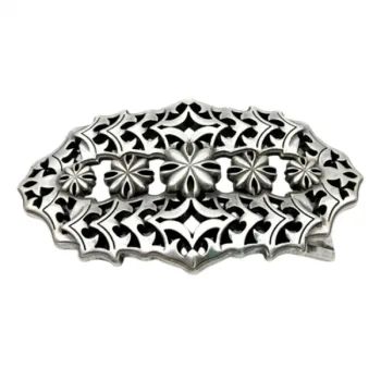 Design Gürtelschnalle Silber Blume versilbert - Madei in Italy - Voderseiteltsilber - Made in Italy