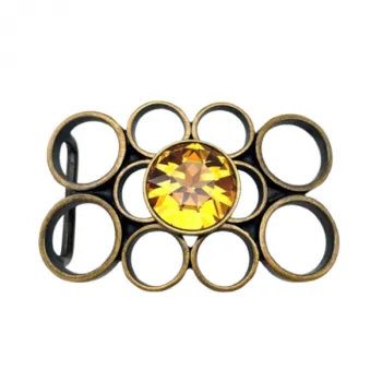 Design Belt Buckle Goldstar antique brass - Made in Italy - frontview