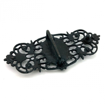 Preview: Design Belt Buckle Stones Ornament antique brass - Made in Italy - back