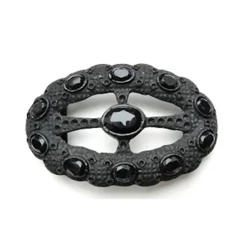 Design Gürtelschnalle Schwarz matt + Strass - Made in Italy - vorne