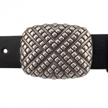 Design Gürtelschnalle Pfeilmuster silber - mit Gürtel