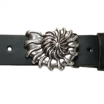 Preview: Design Belt Buckle Ammonite 3D silver - with belt