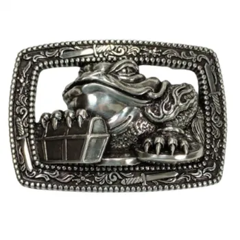 Design Belt Buckle Frog with treasure chest