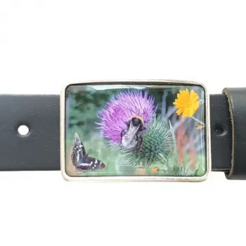 Custom Belt Buckle with Photo or Picture Thistle with belt
