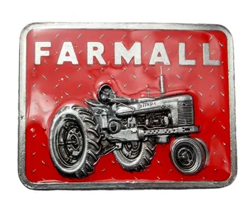 Gürtelschnalle Farmall Trecker silber/rot