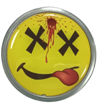 Preview: Belt Buckle Dead Smiley, cast pewter, nickel-free, colors: silver + yellow + red + black, for belts up to 40 mm wide