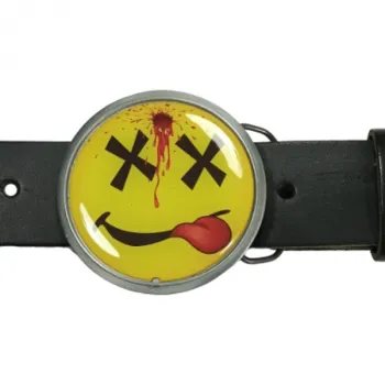 Gürtelschnalle Dead Smiley am Gürtel