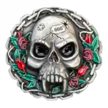 Belt Buckle SkullSkull with Flowers