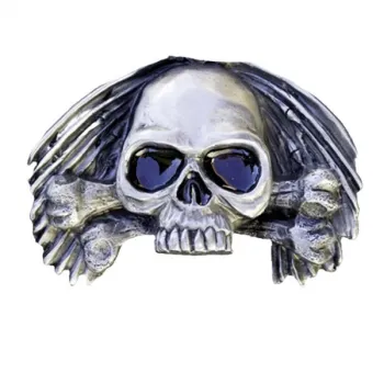 Belt Buckle Long Hair Skull