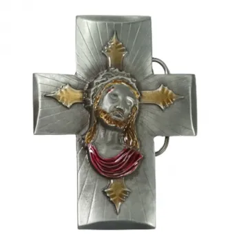 Gürtelschnalle Jesus - ein Kreuz mit dem Abbild von Jesus