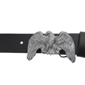 Preview: Eagle with spread wings, cast pewter, silver with belt