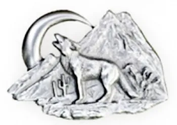 Gürtelschnalle Heulender Wolf + Mond + Landschaft