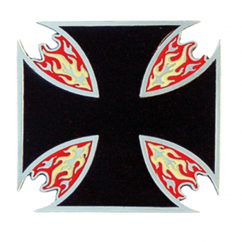 Gürtelschnalle Kreuz mit Flammen