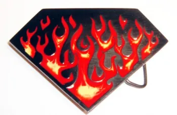 Gürtelschnalle Pentagon mit Flammen