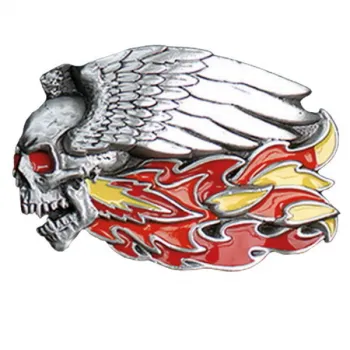 Belt Buckle Skull with Flames