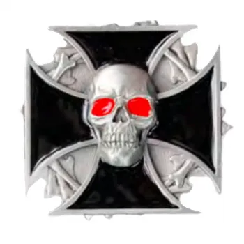 Belt Buckle Maltese Cross with Skull