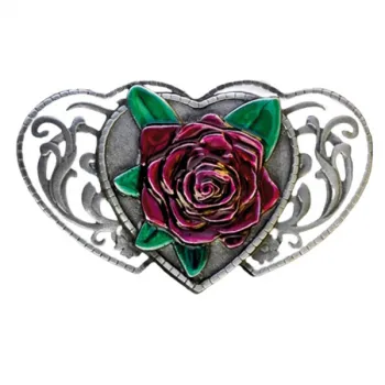 Gürtelschnalle Herzen mit Rose