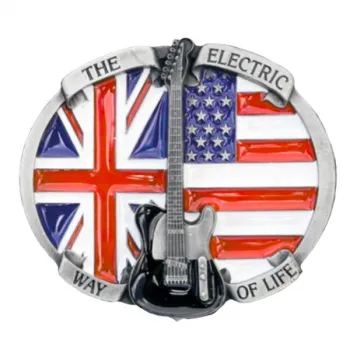 Guertelschnalle Gitarre mit Flaggen