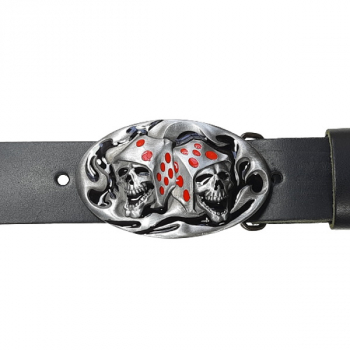 Preview: Gürtelschnalle Würfel mit Totenköpfen am Gürtel