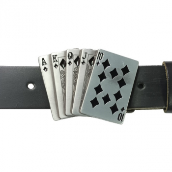 Preview: Gürtelschnalle Royal Flush mit Gürtel