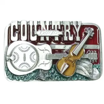 Belt Buckle Country Music with guitar, violin, cowboy hat