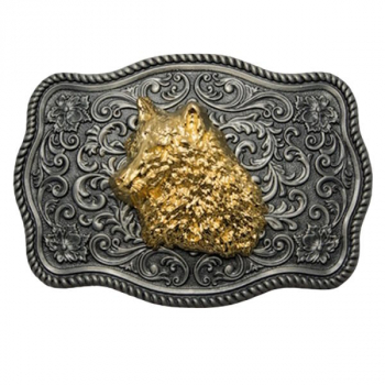 Belt Buckle Golden Wolf, Western Style
