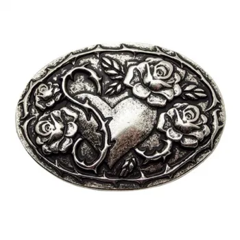 Gürtelschnalle Herz und Rosen