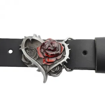 Gürtelschnalle Herz mit Rose