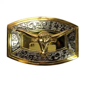 Belt Buckle Western Buffalo Skull gold